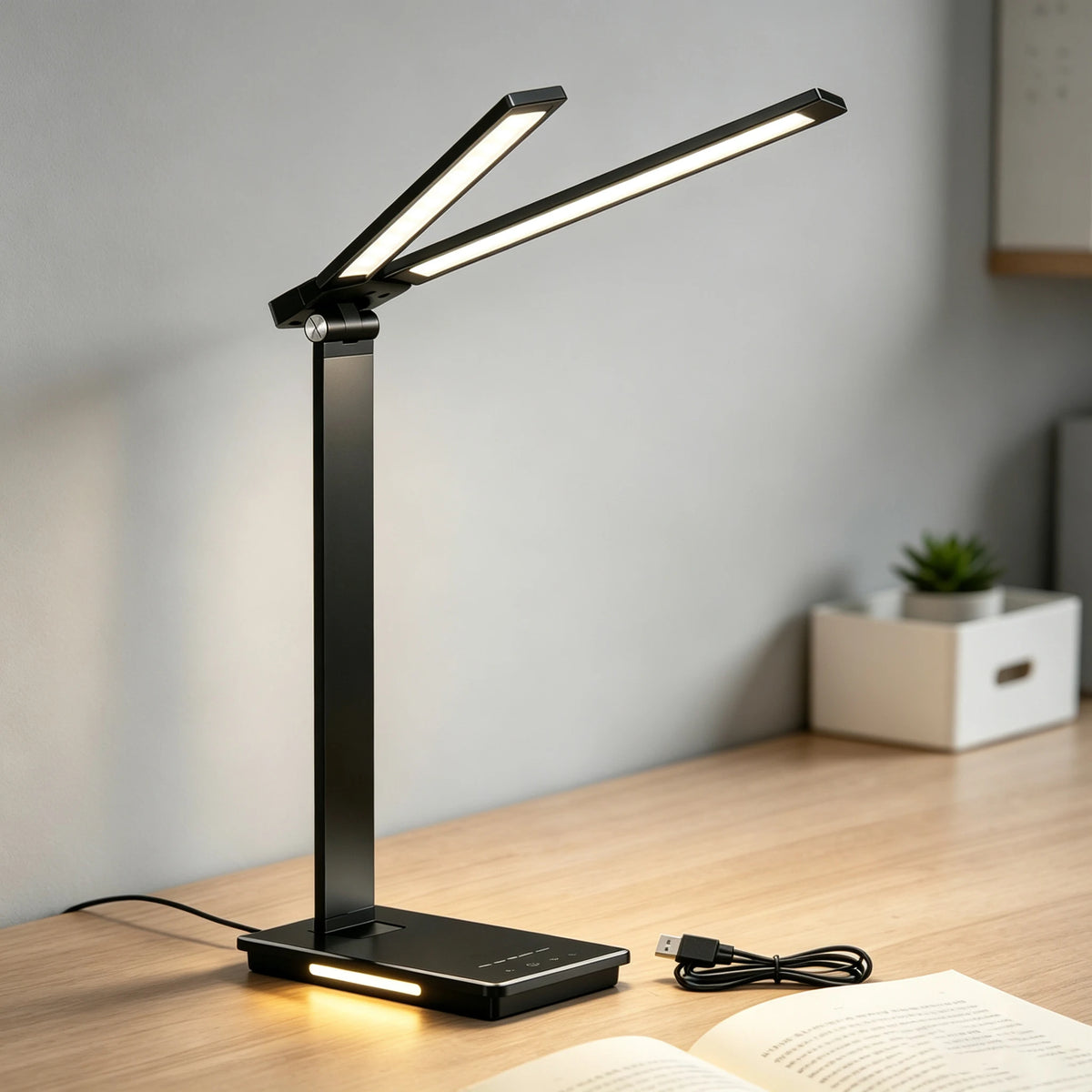 Dumiloo Double Head Led Desk Lamp Adjustable Usb Powered