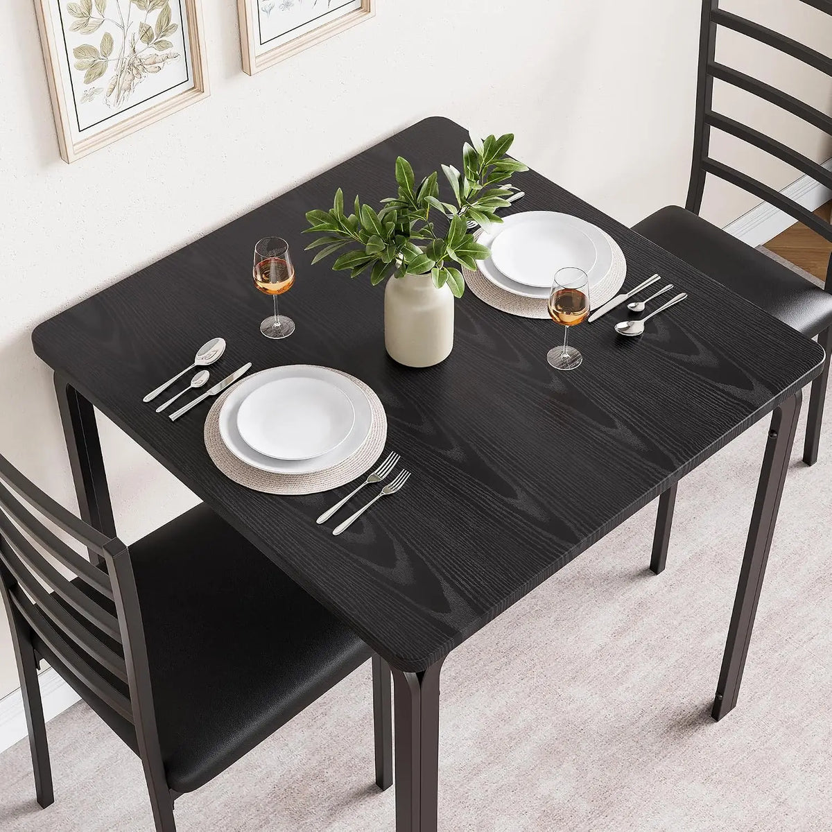 Garvee Modern Space Saving Dining Table Set With Upholstered Chairs