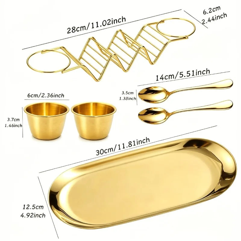 Stainless Steel Taco Serving Utensil Set With Dressing Cups