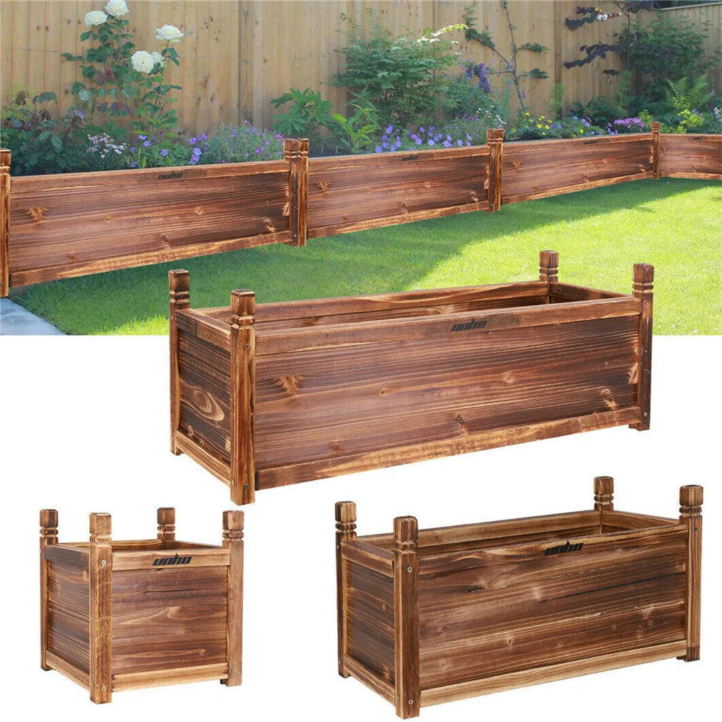 Durable Pine Wood Raised Garden Planter Box For Outdoors