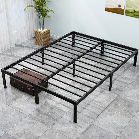 JHK Metal Platform Bed Frame With Sturdy Steel Slat Support