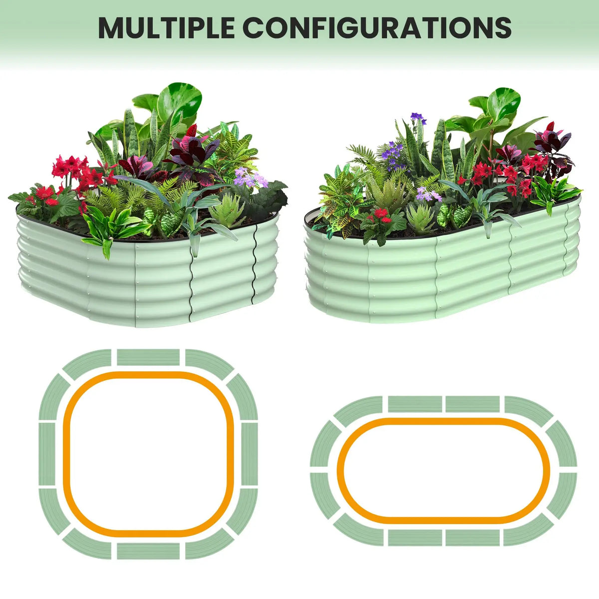 HiMISS Oval Galvanized Steel Raised Garden Bed Metal Planter