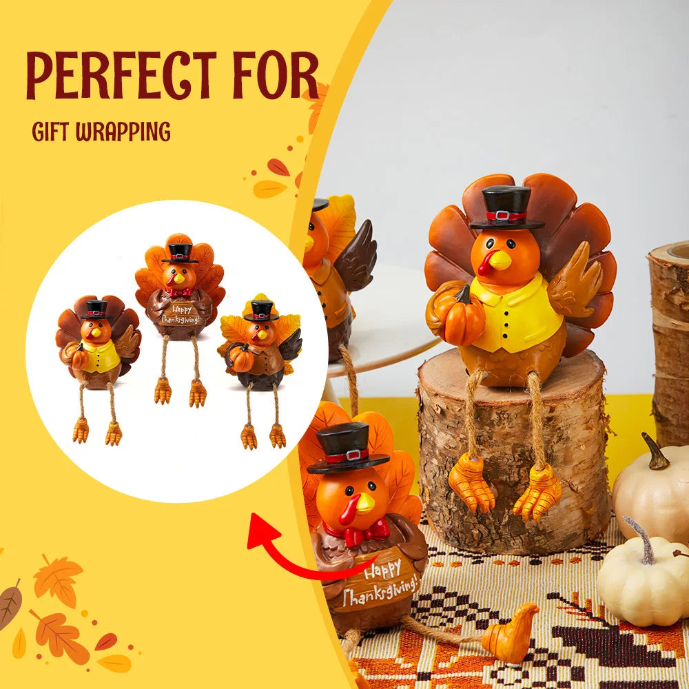 Joyfy Thanksgiving Turkey Tabletop Centerpiece Resin Figurine Decor