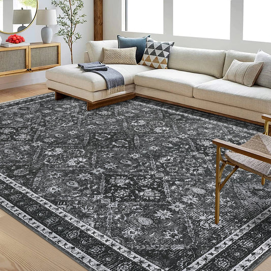 Machine Washable Moroccan Trellis Low Pile Area Rug