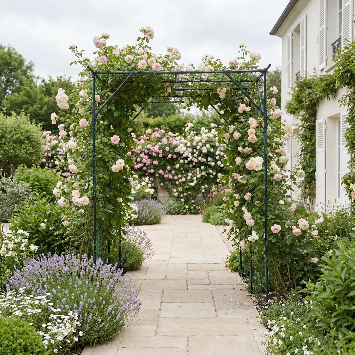 HiMISS Metal Garden Arch Trellis for Climbing Plants and Cucumbers