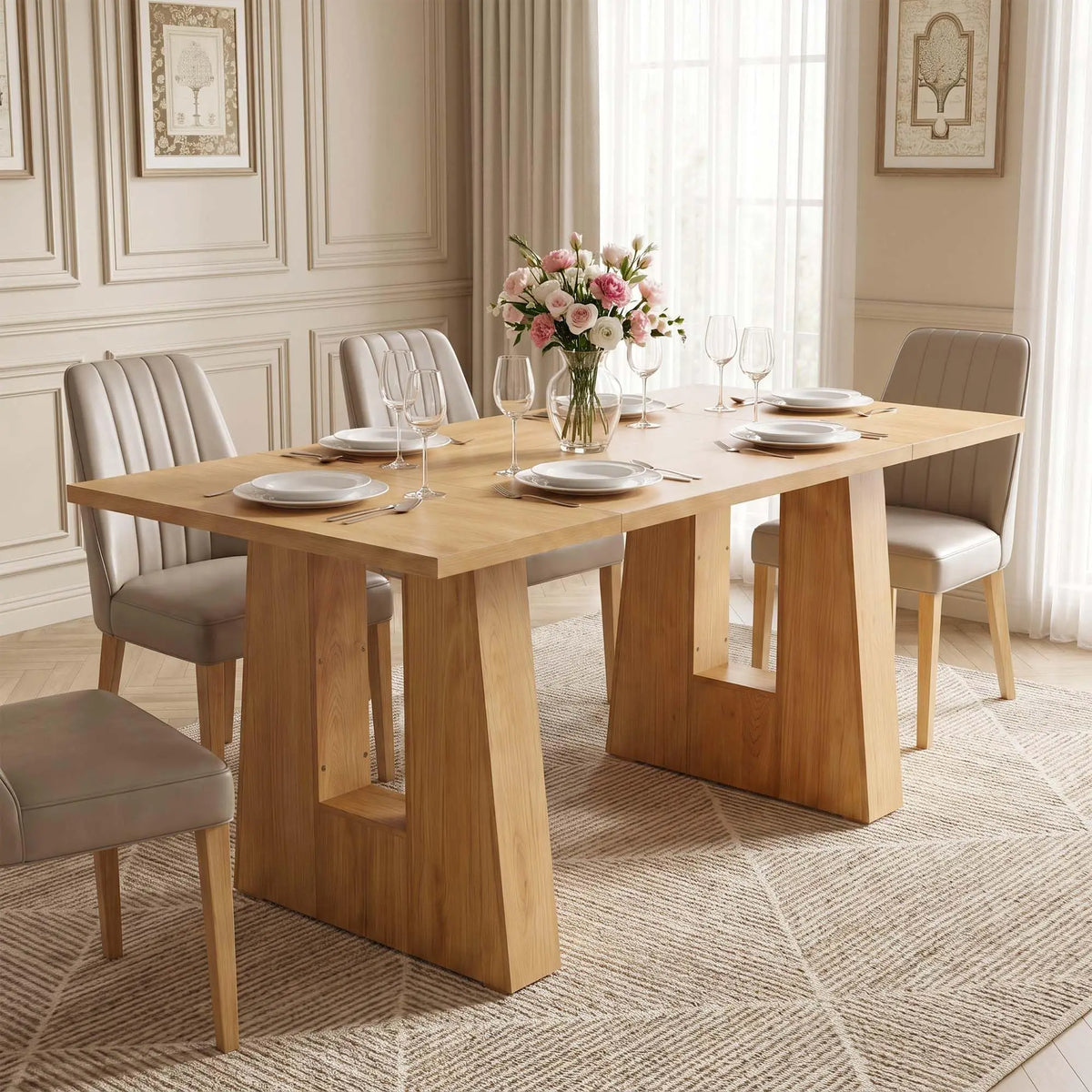 HiMiss Modern Wooden Rectangular Dining Room Table