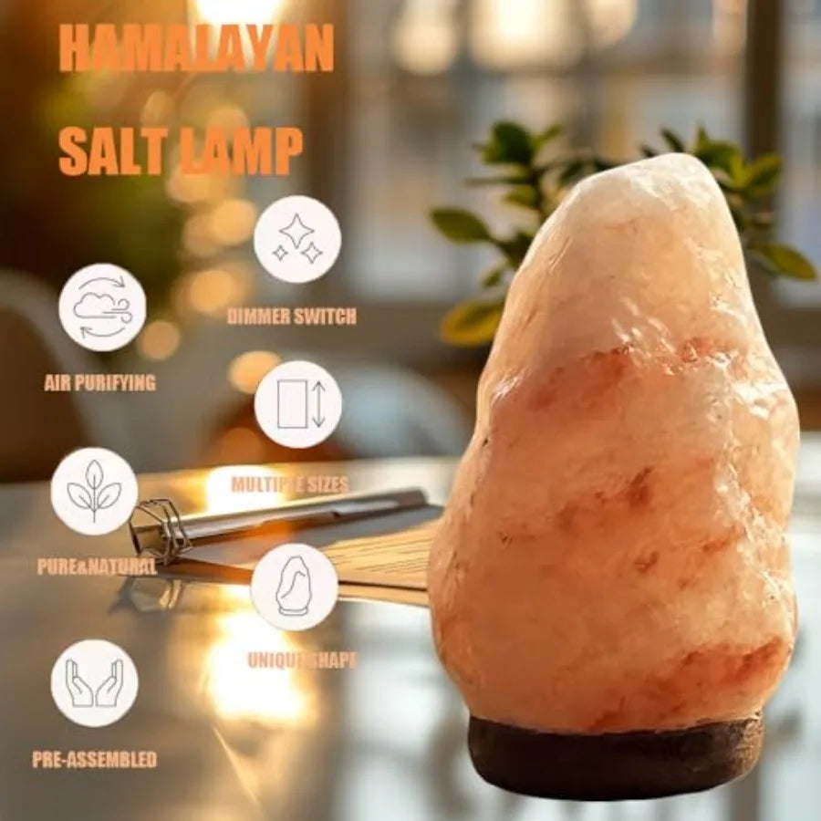 Himalayan Salt Rock Lamp USB Night Light With Wood Base