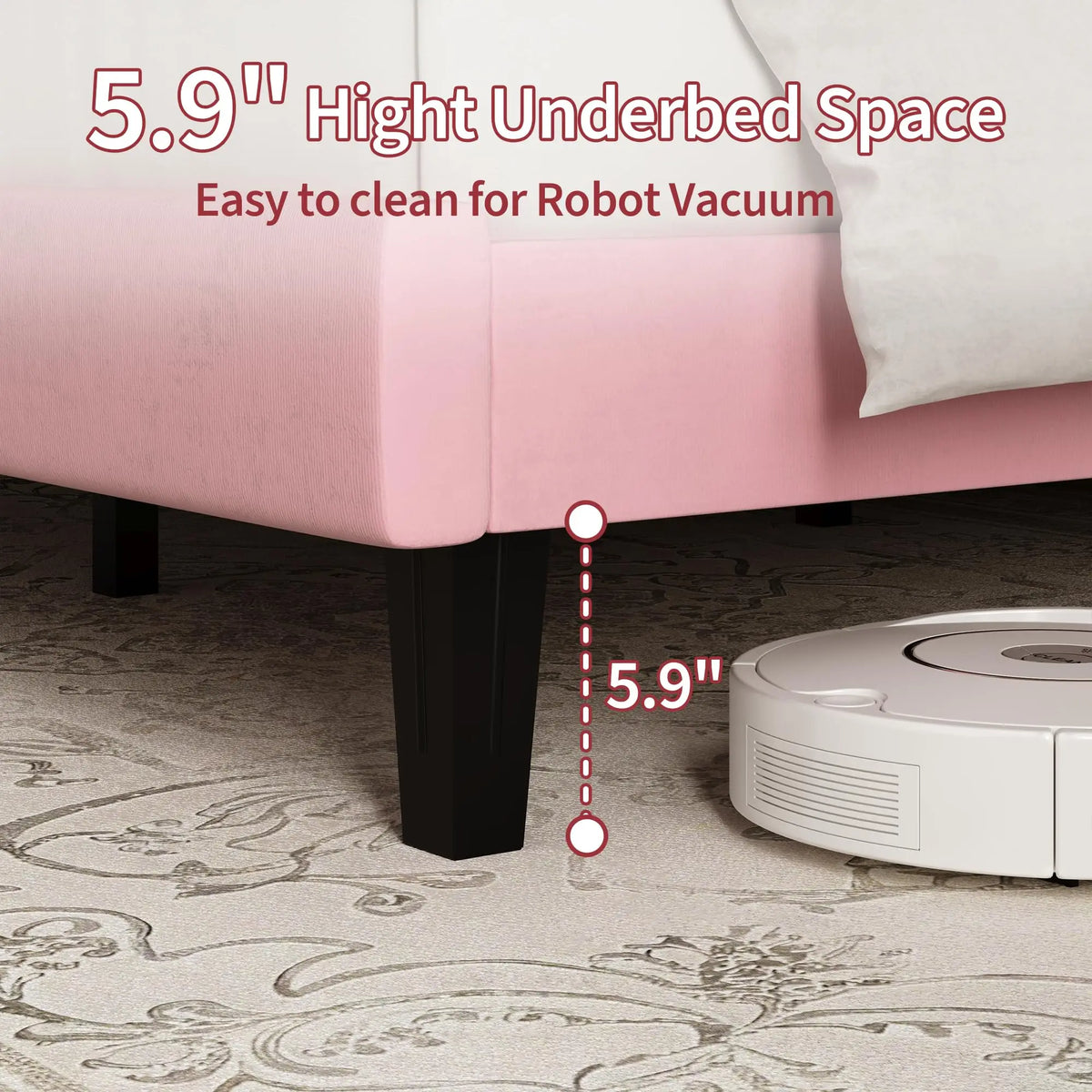 HiMISS Upholstered Platform Bed Frame With Tufted Headword