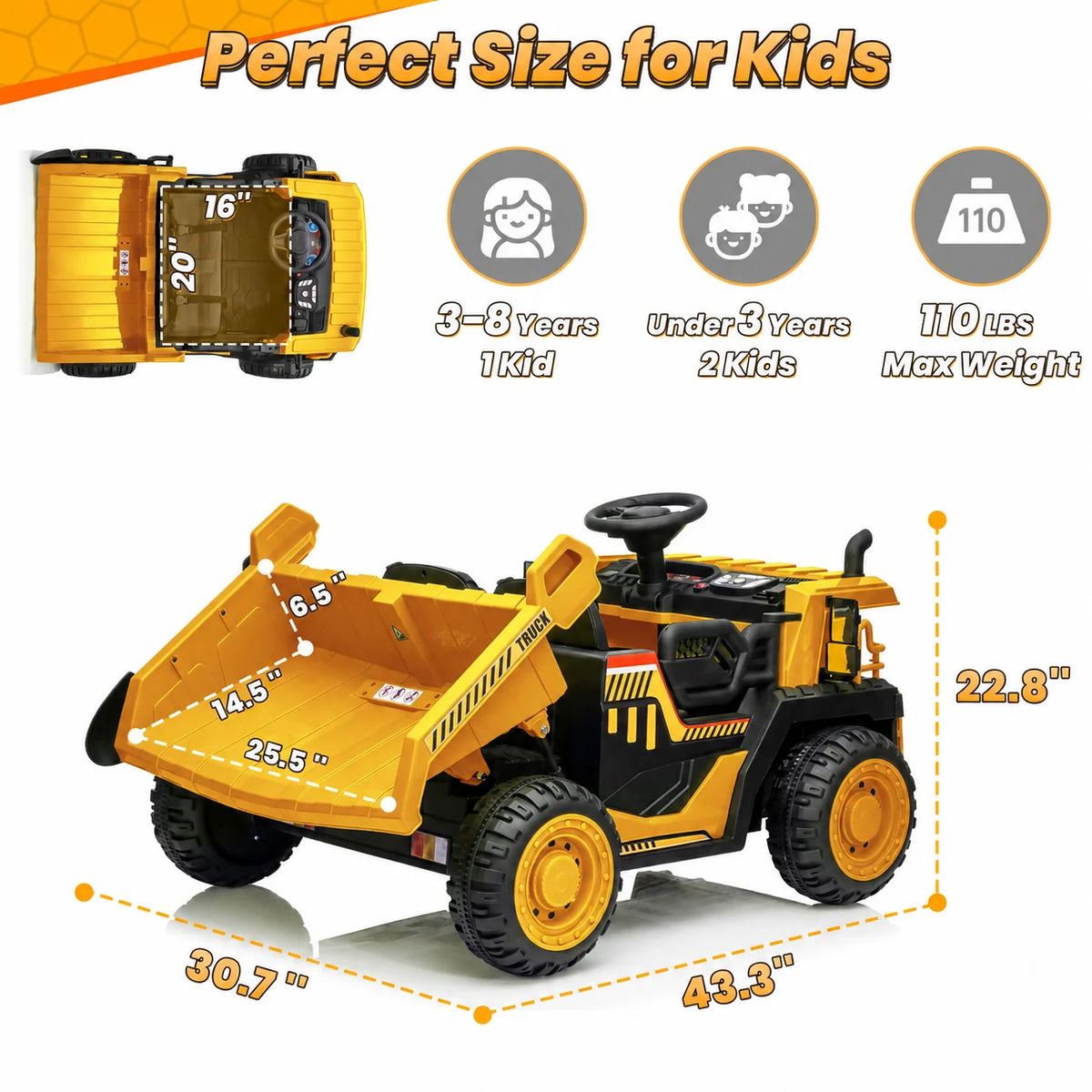 JOYRACER Electric Ride On Dump Truck With Remote Control