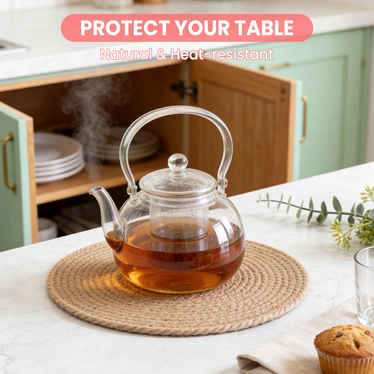 Round Woven Rattan Placemats For Heat Resistant Dining Table Decor