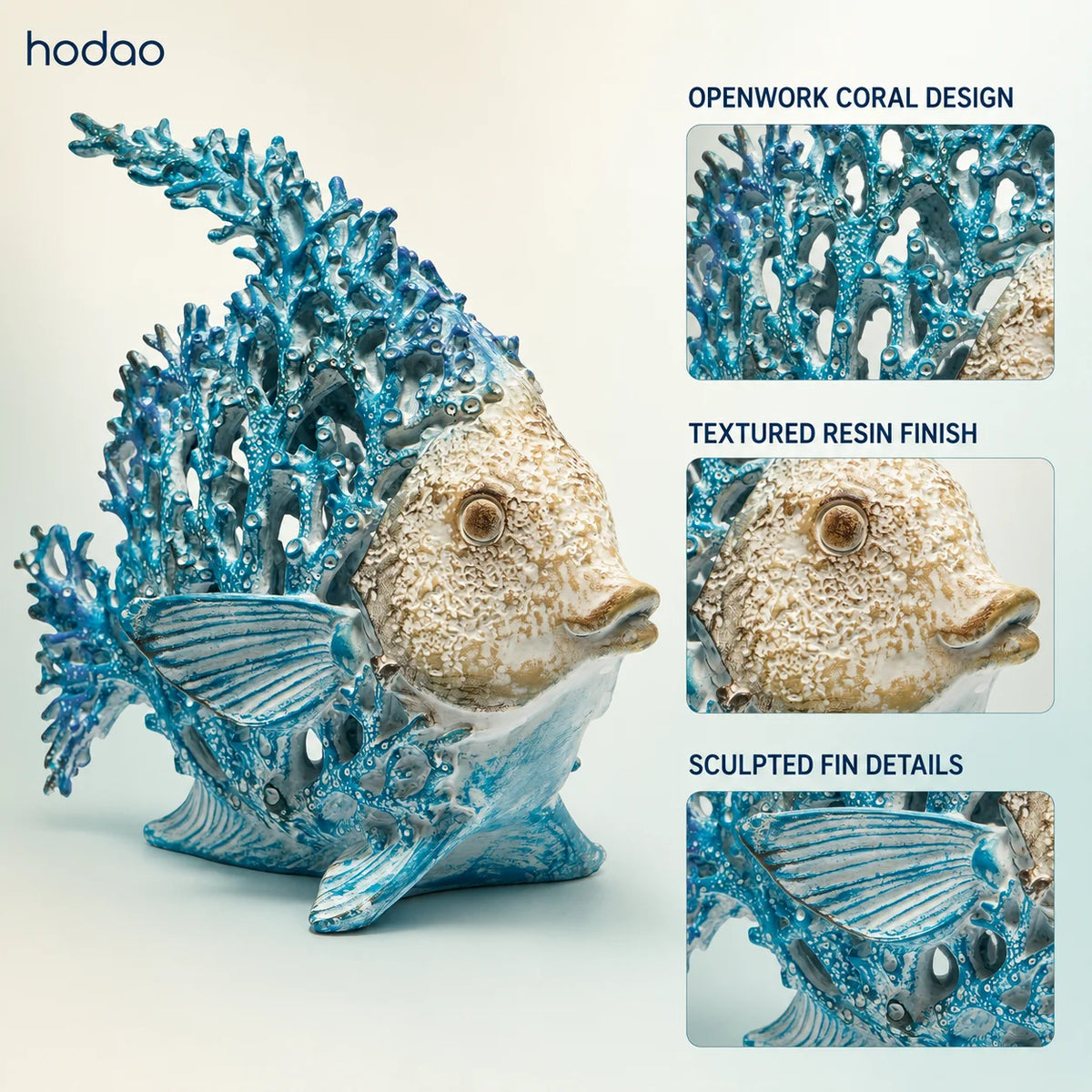Hodao Angelfish Coral Reef Resin Sculpture Coastal Ocean Decor