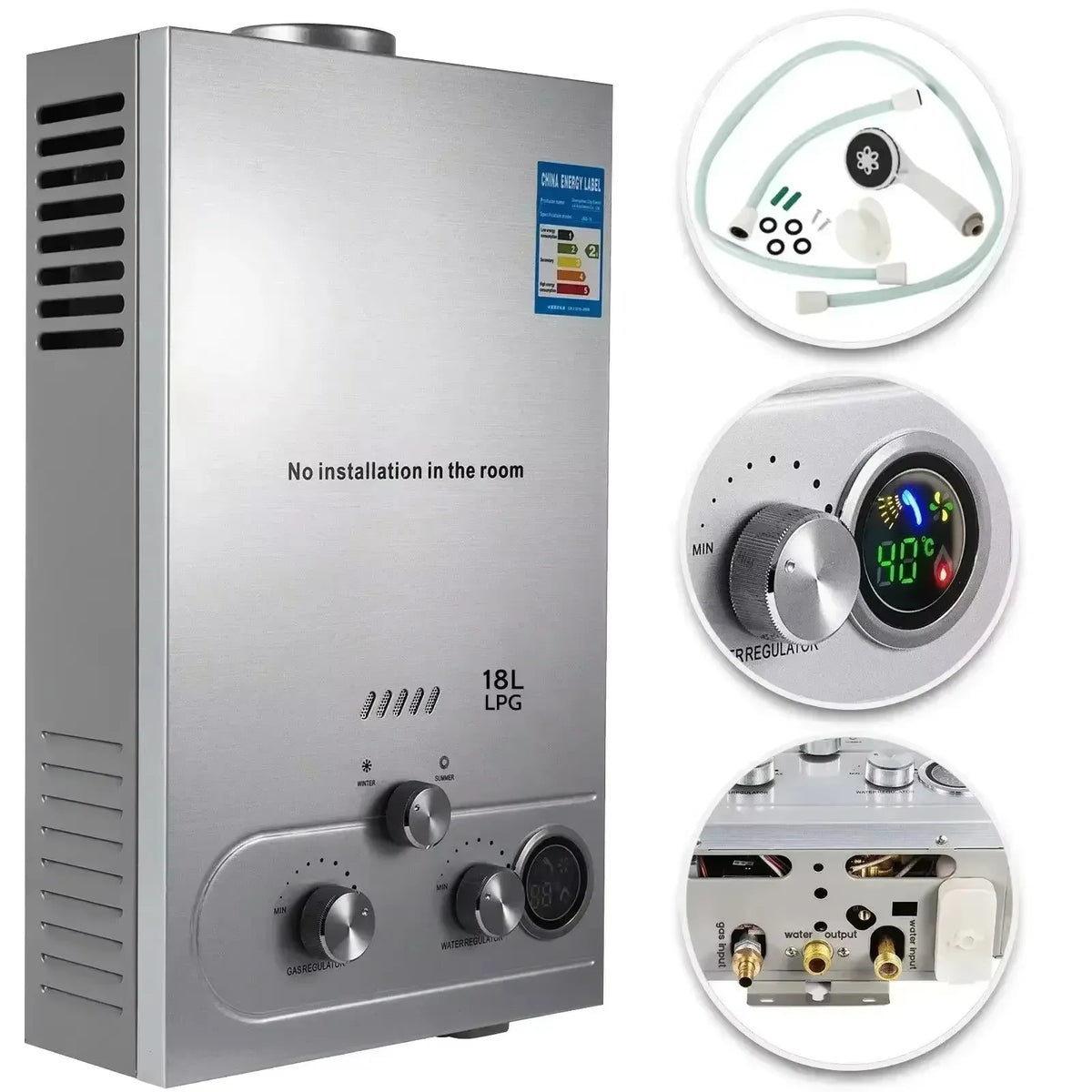 Tankless LPG Gas Hot Water Heater With LCD Control Panel