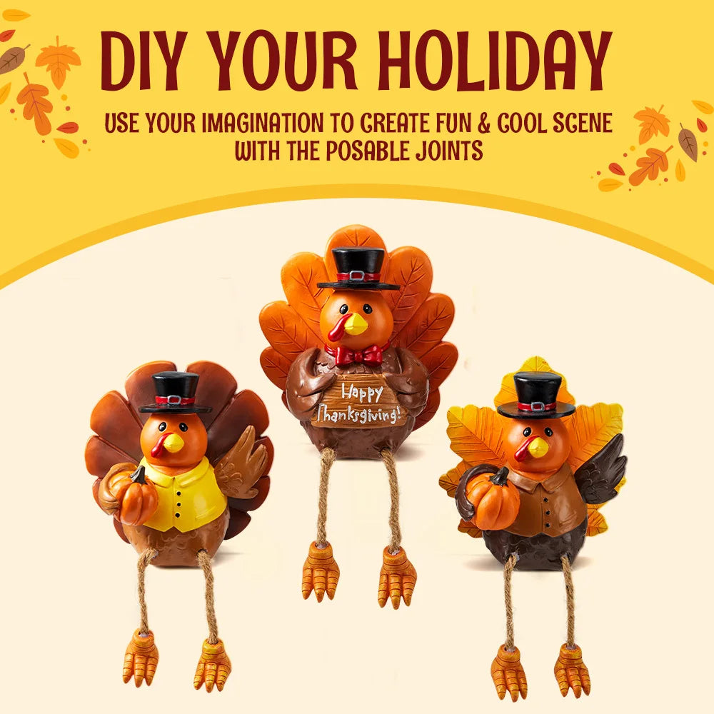 Joyfy Thanksgiving Turkey Tabletop Centerpiece Resin Figurine Decor
