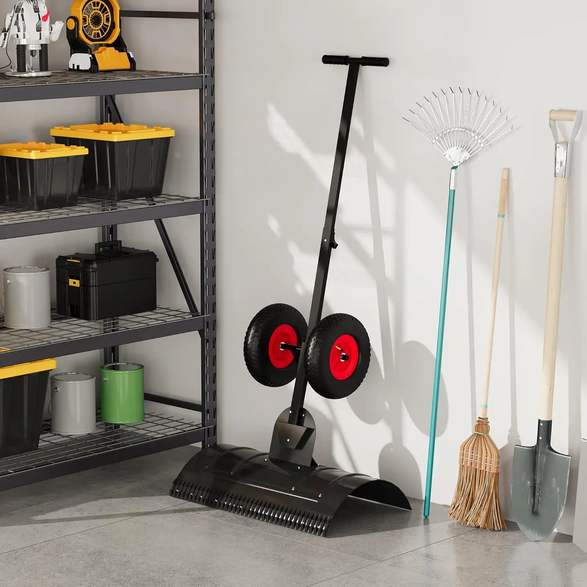 Ergonomic Heavy Duty Snow Shovel With Wheels For Driveway Removal