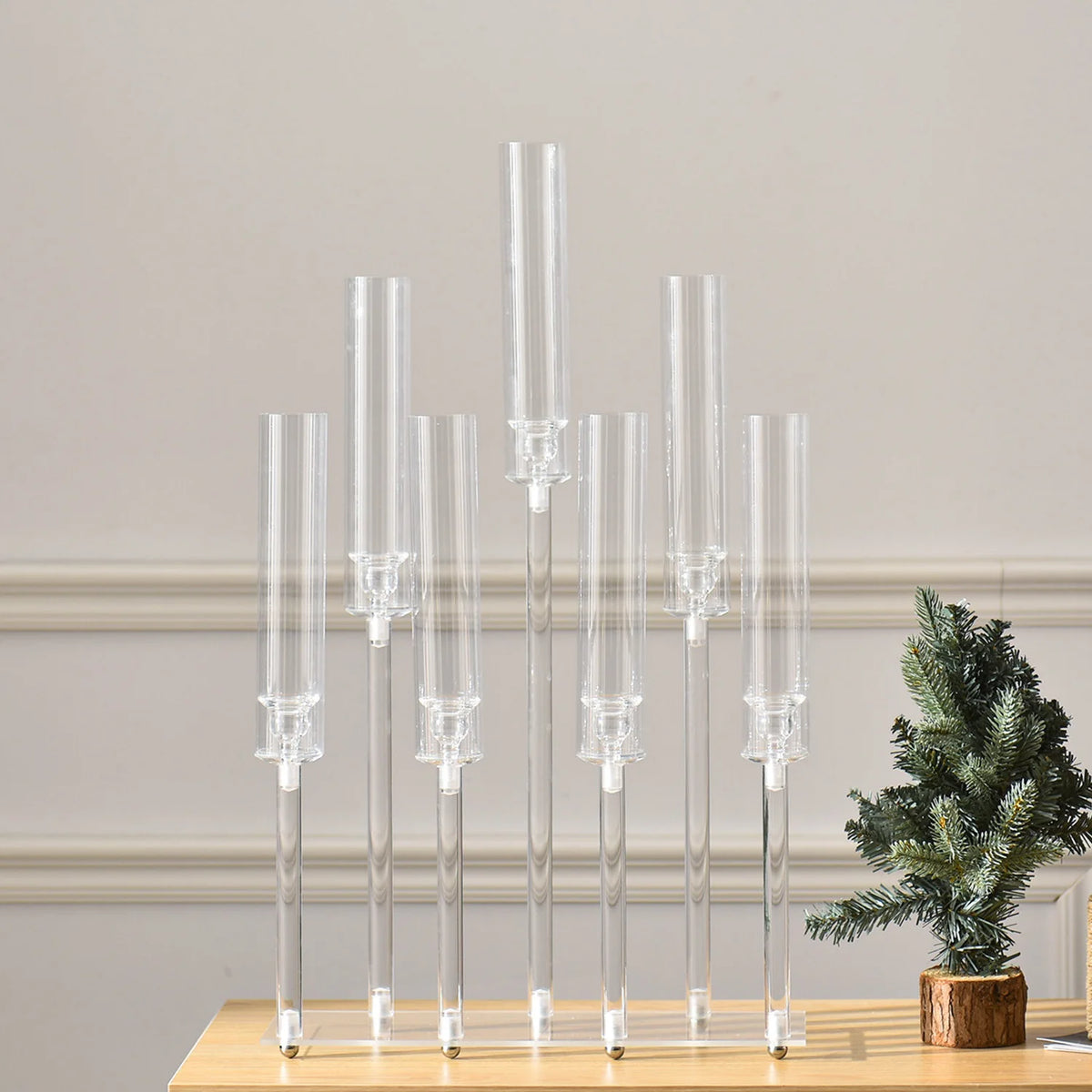 Vincigant Seven Arm Acrylic Candelabra For Elegant Table Decor