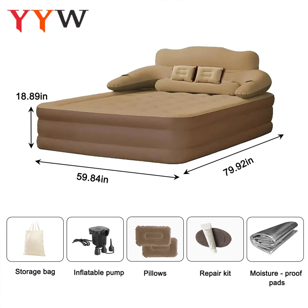 Portable Inflatable Camping Air Mattress for Two People Outdoor Use