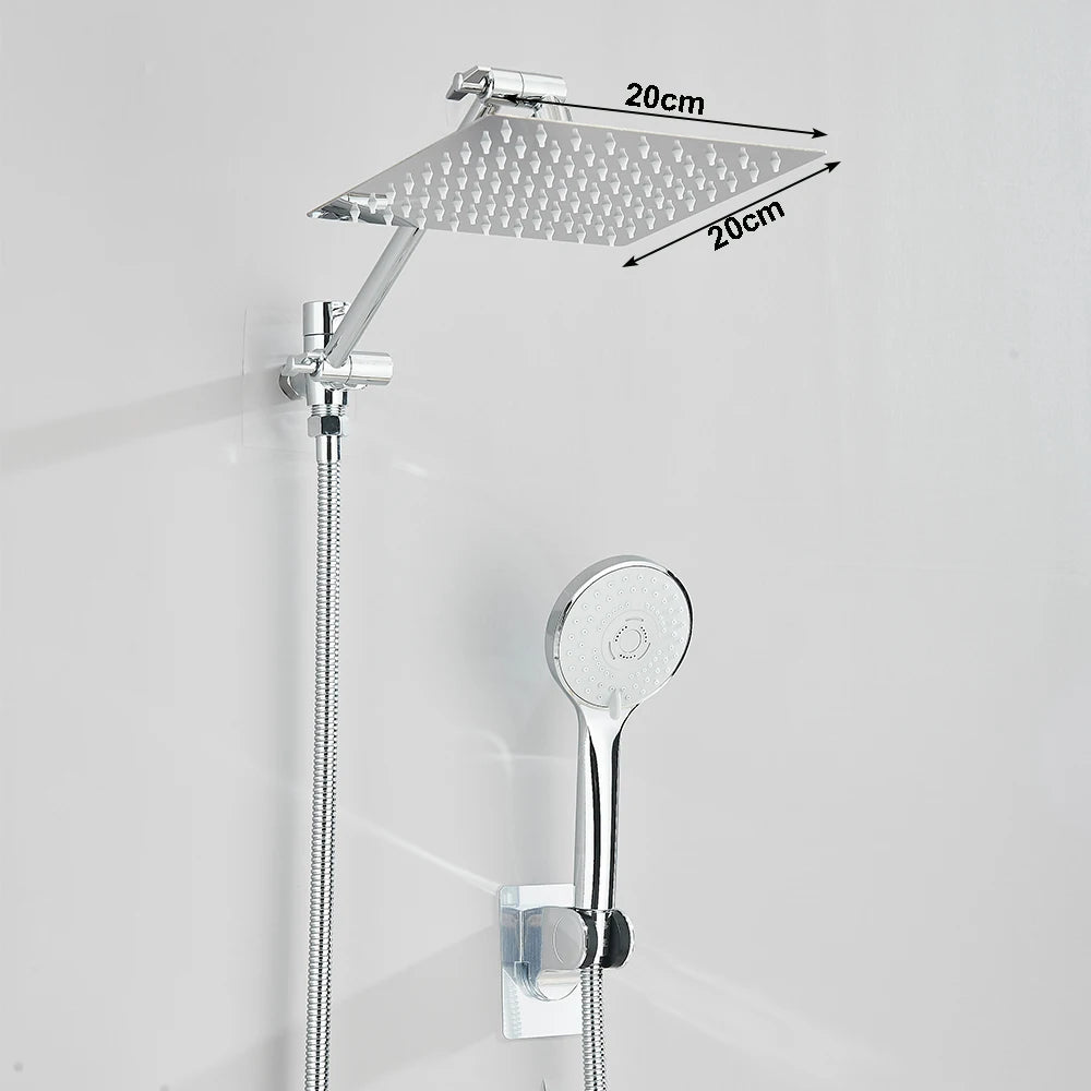 Shinesia Square Rainfall Shower Head With Handheld Combo Set