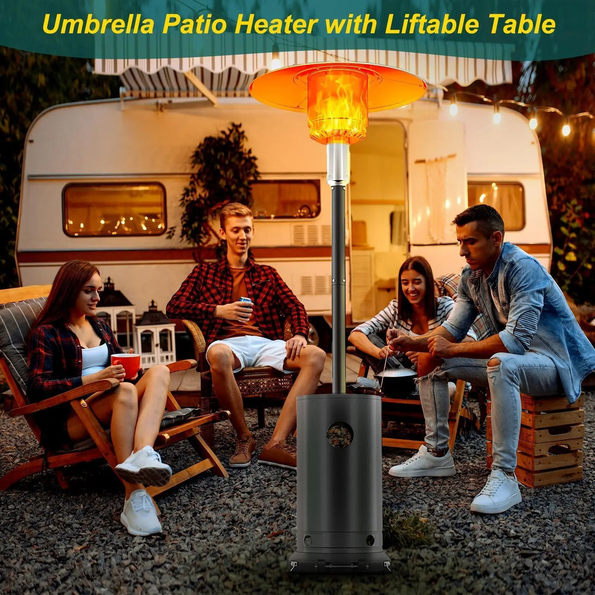 HiMISS 48000 BTU Propane Patio Heater Wind Resistant Portable
