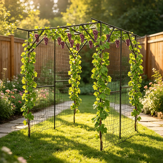 HiMISS Metal Garden Arch Trellis for Climbing Plants and Cucumbers
