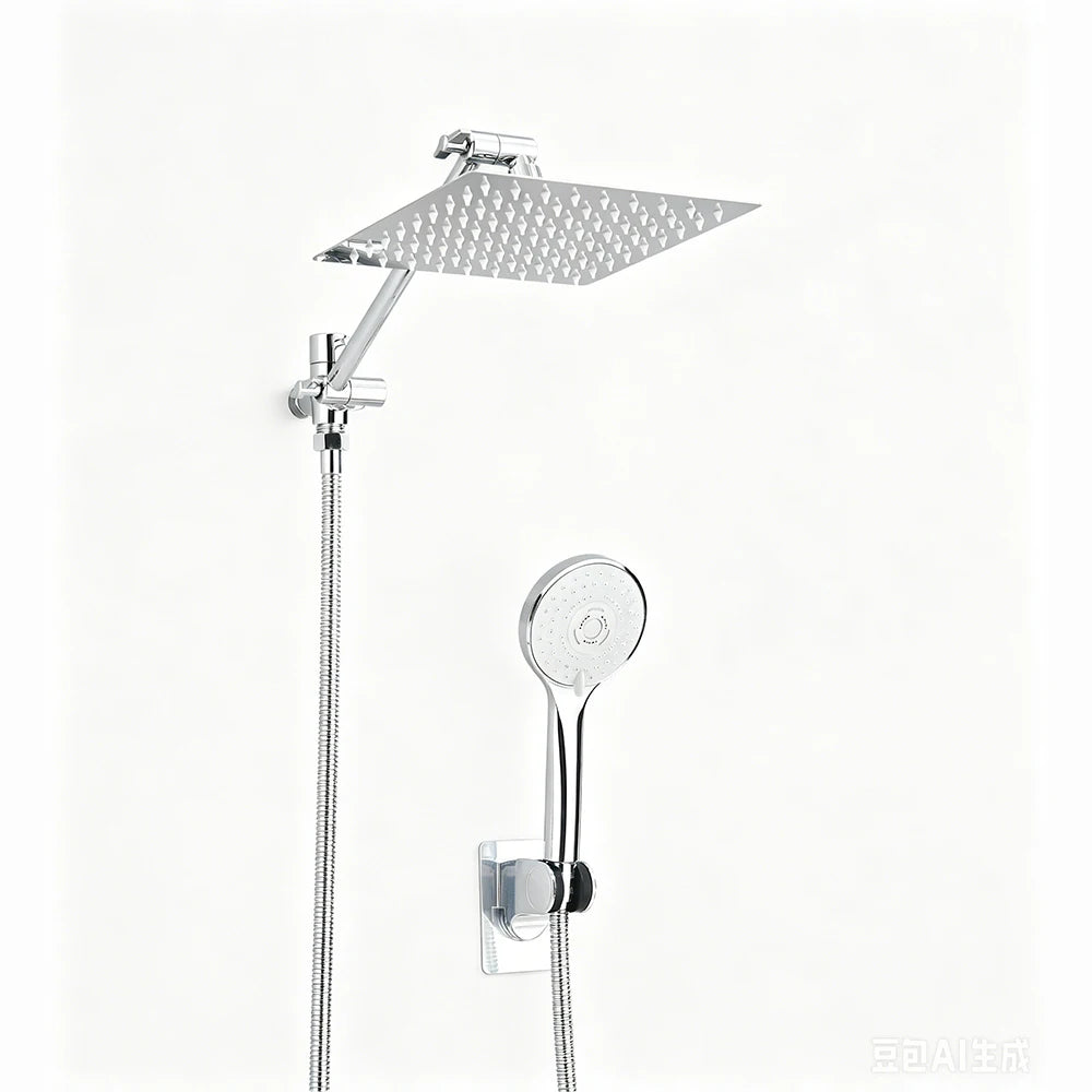 Shinesia Square Rainfall Shower Head With Handheld Combo Set
