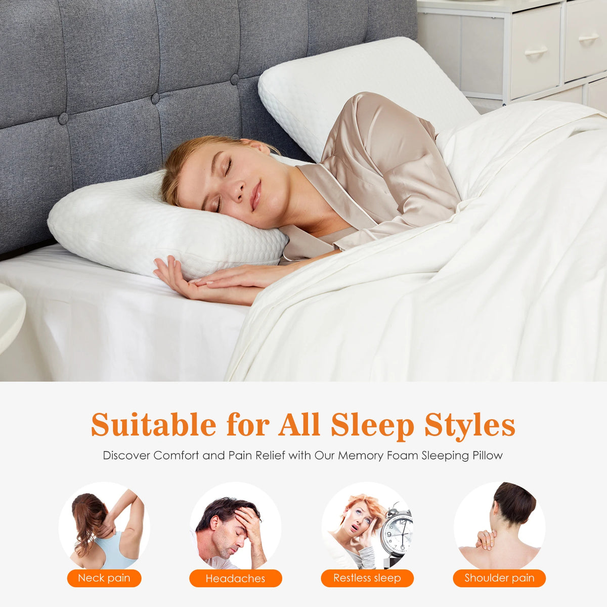 MCQ Memory Foam Neck Pillow With Removable Washable Cover