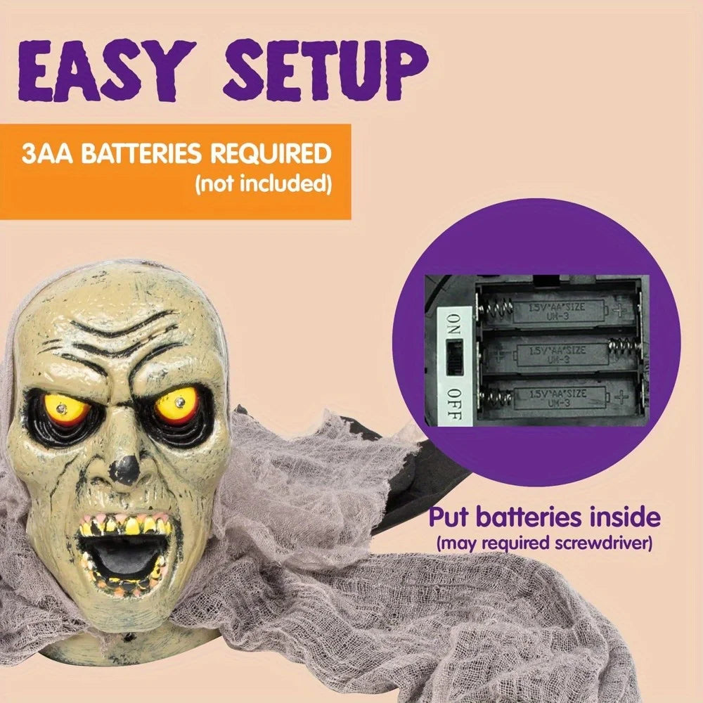 Animated Groundbreaker Zombie Sound Flashing Eyes Outdoor Yard Halloween Decor