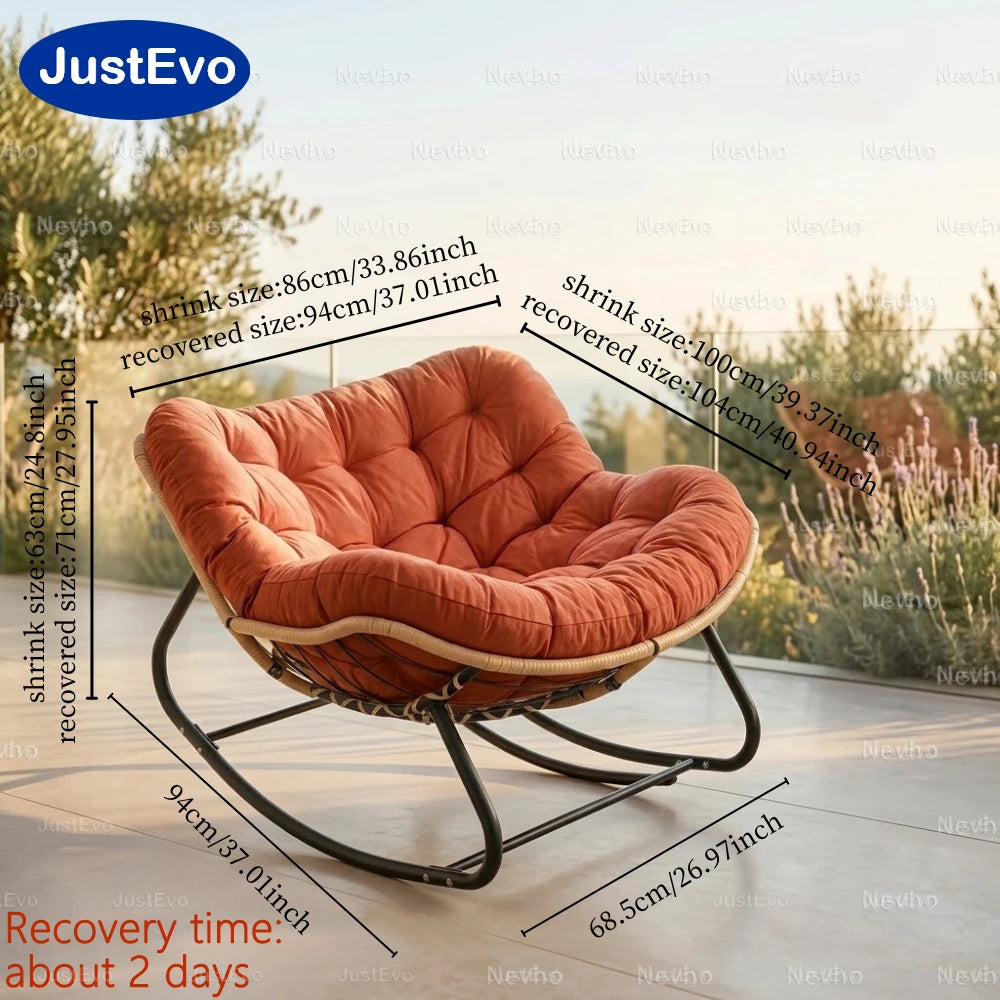 Outdoor Rocking Papasan Chair With Metal Frame And Soft Cushion