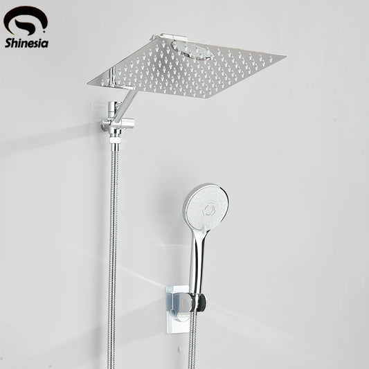 Shinesia Square Rainfall Shower Head With Handheld Combo Set