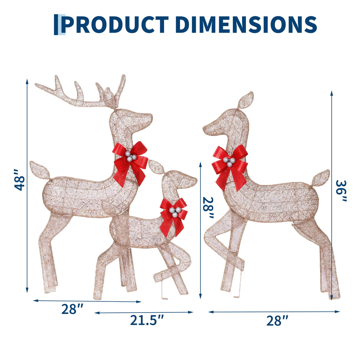 LED Christmas Deer Family Set Outdoor Yard Weatherproof Decor