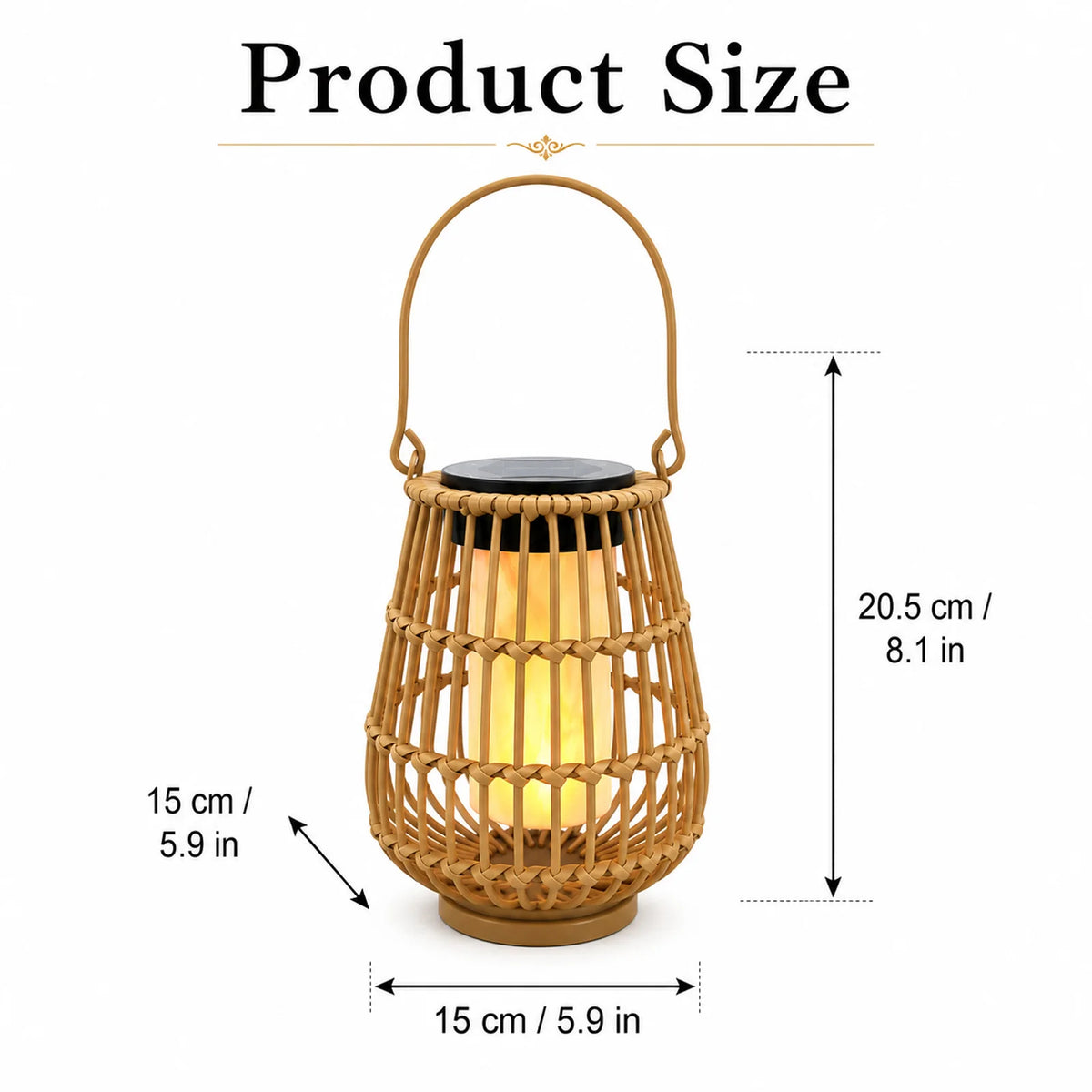 Solar Rattan Lanterns Outdoor Hanging Waterproof LED Garden Lights