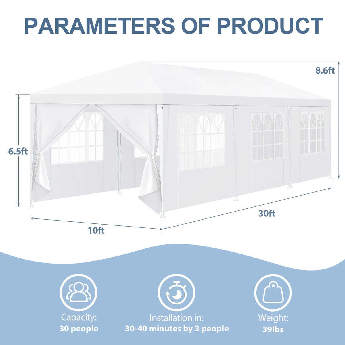 Tooluck Heavy Duty Party Canopy With Removable Sidewalls