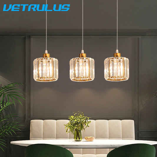 Vetulus Modern K9 Crystal Minimalist Ceiling Chandelier Lamp
