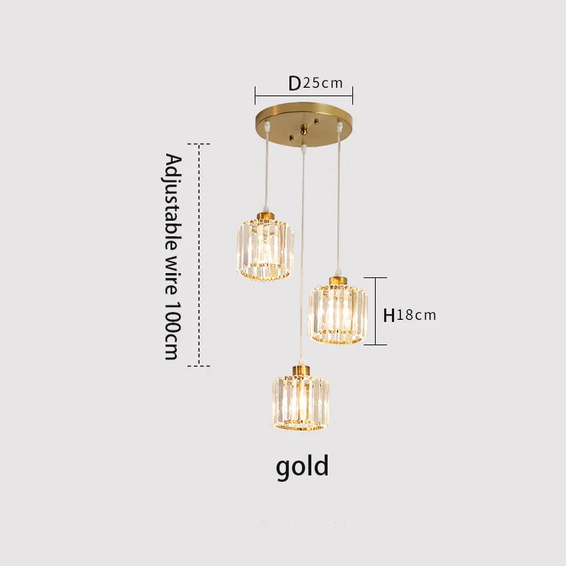 Vetulus Modern K9 Crystal Minimalist Ceiling Chandelier Lamp